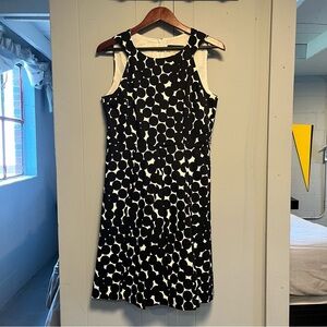 Nine West Black and White Dot Patterned Sleeveless Midi Dress Size 6